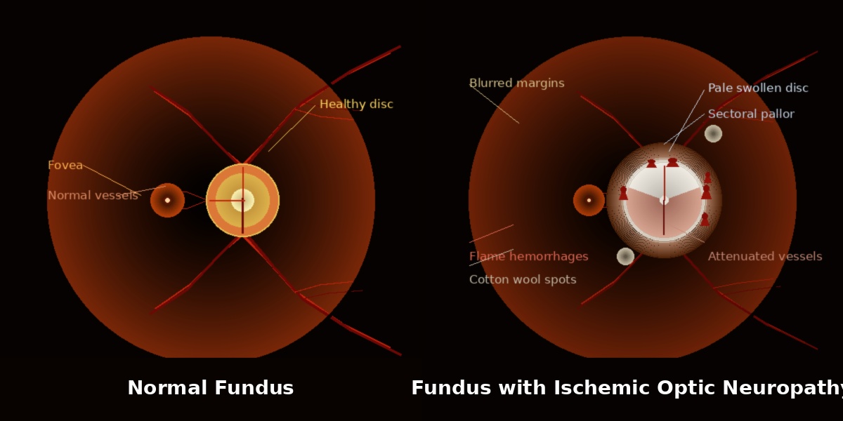 Medical comparison of retina and optic nerve damage in ischemic optic neuropathy